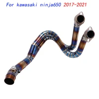 slip on motorcycle front connect tube head link pipe titanium alloy exhaust system for kawasaki ninja650 2017 2021