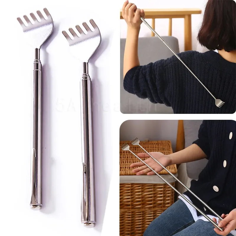 

Telescopic Care Hackle Claw Scratcher Retractable Stainless Health Back Body Itch Massage Back Stick Scraper Steel Extendible