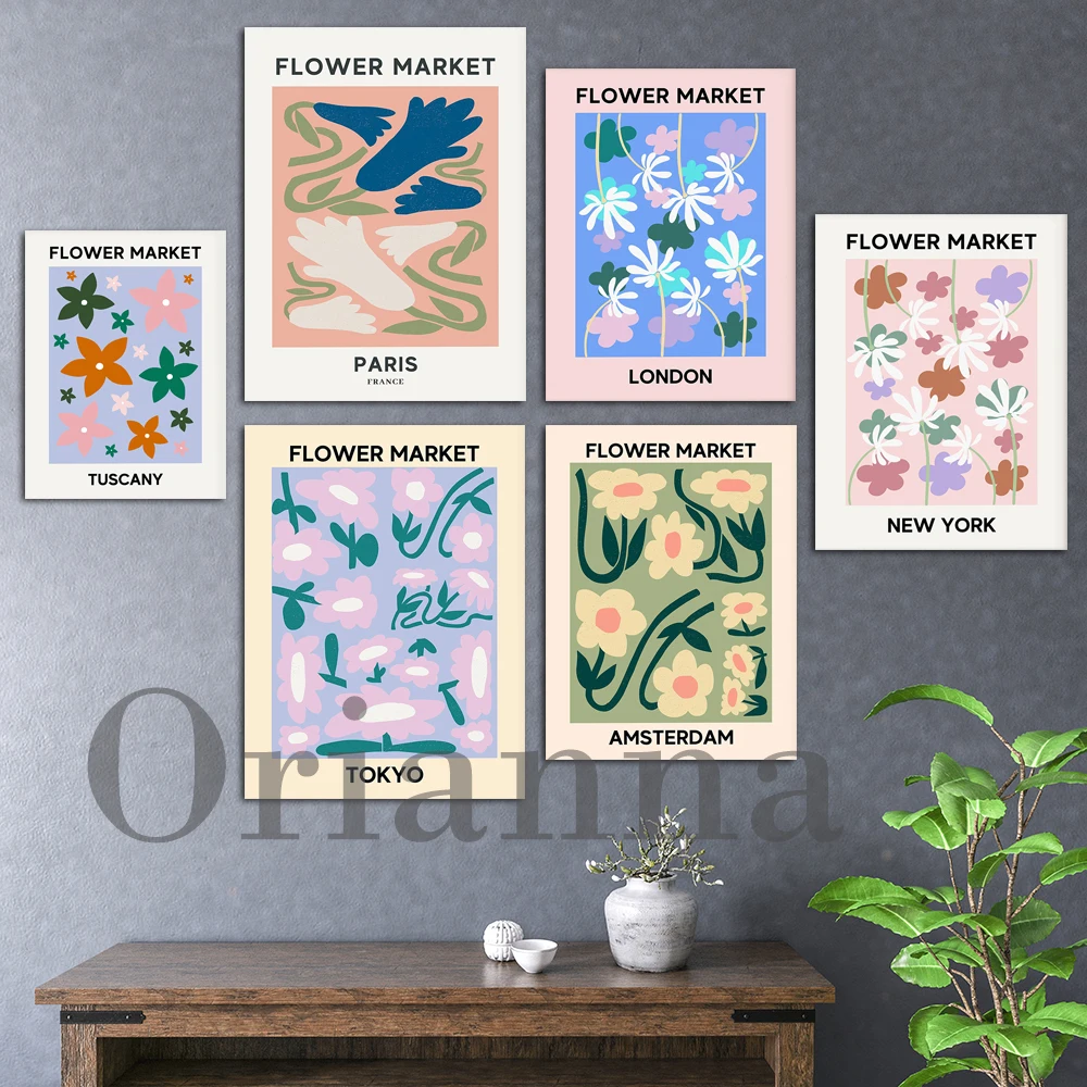 

Flower Market Print Poster Amsterdam Paris Tokyo Tuscany London New York Flower Market Wall Art Home Decor Aesthetic Floral
