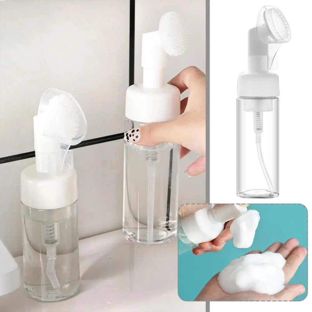 

150ml Soap Foaming Bottle Facial Cleanser Foam Sparkling Brush Silicone Pump Mousse Clean Wash Containers Face N8H4