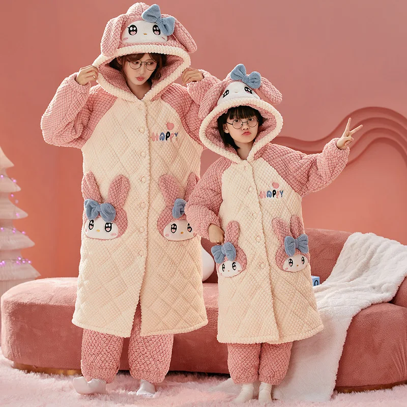 Kawaii зимняя ночная рубашка для девочек пижамы длинная стильная одежда отдыха
