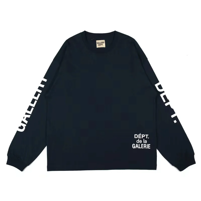 

Plain lettering, washed, distressed, round-necked, long-sleeved T-shirt