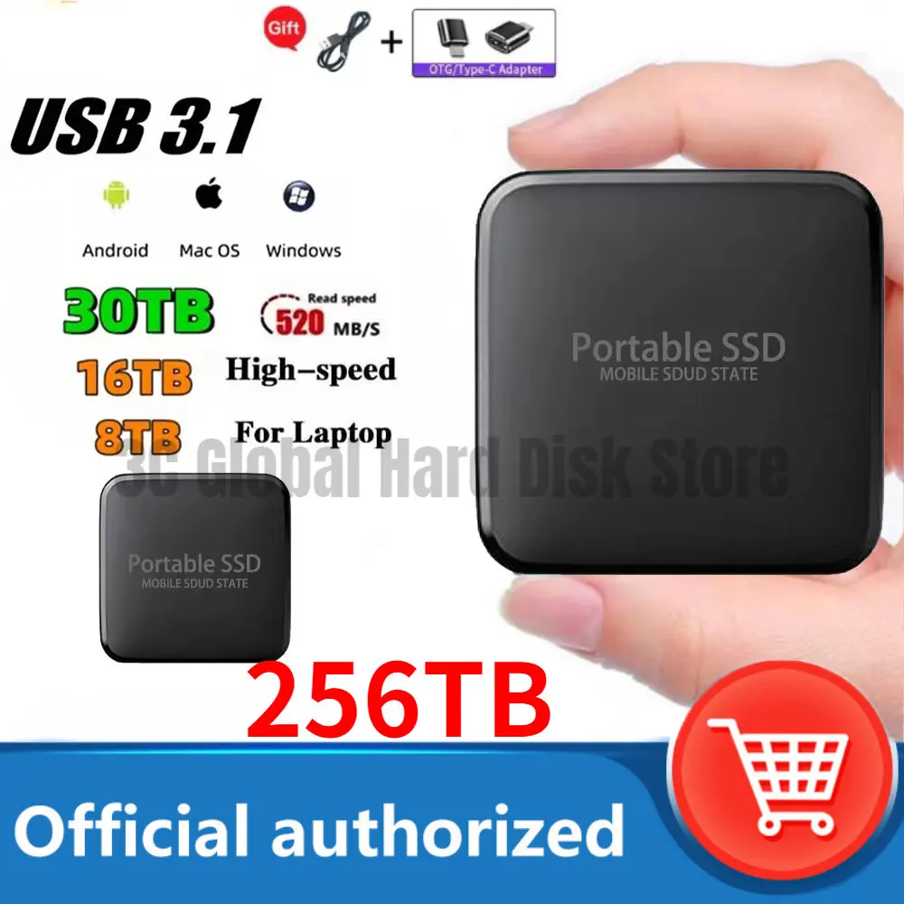 

New Original SSD 1TB Hard Disk High Speed Solid State Drive Portable External Mobile Large Storage Drive for PC desktop/notebook