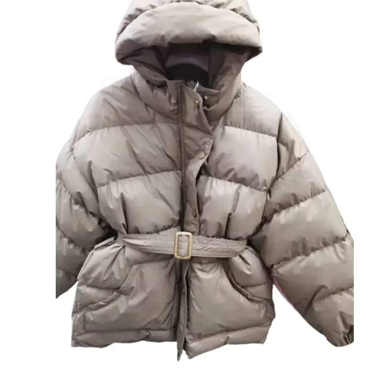 New2022 New Jacket Women Winter 6 Colors Casual Warm Coat Femme Parkas with Belt Hooded Korean Style Black Autumn Female Clothin
