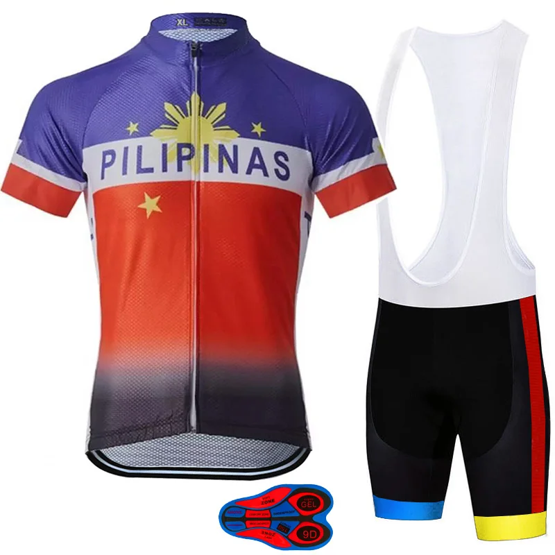 

Philippines Pro Team Summer Cycling Jersey Set Mtb Clothing Breathable Short Shirt Motorcycle Maillot Ciclismo Sport Bib