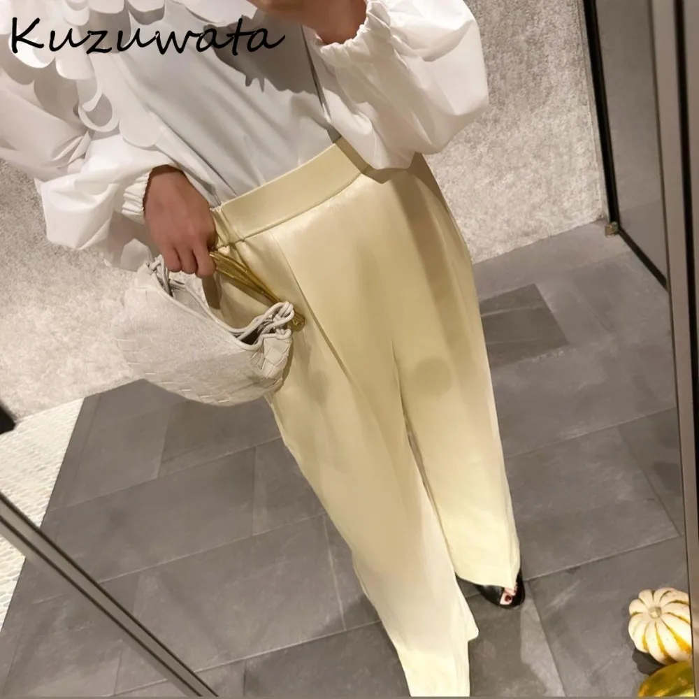 Kuzuwata милые винтажные Блузы с рукавами-фонариками и воротником Питер Пэн