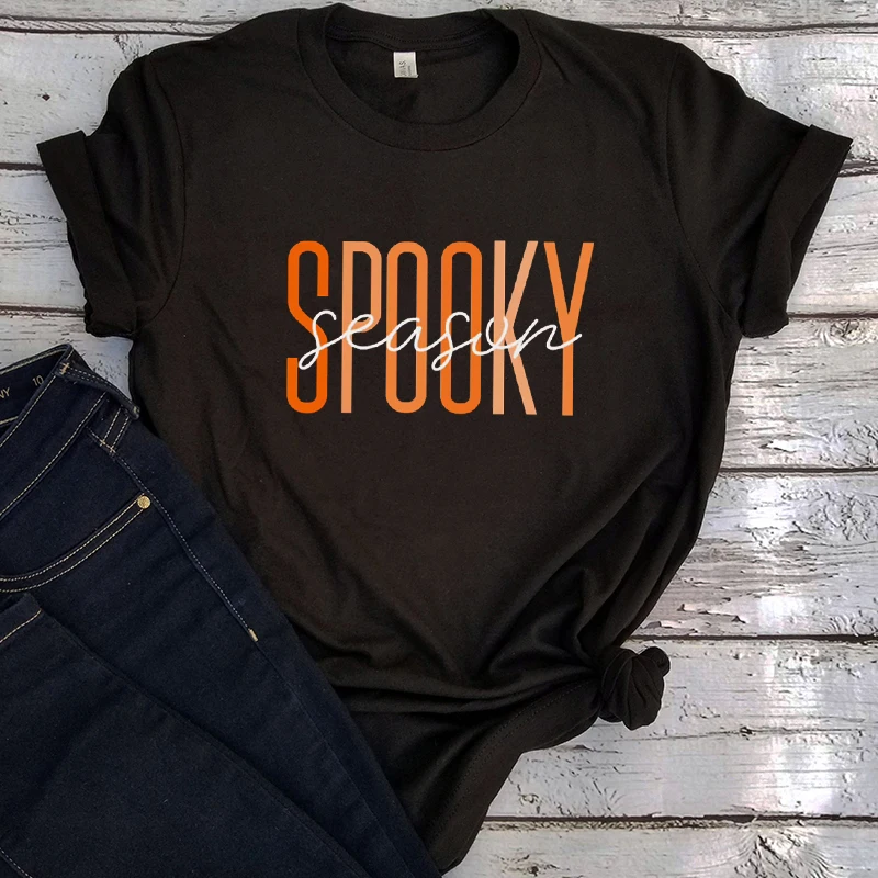 

Spooky Season Tshirt Fall Halloween Shirt Ghost Boo Woman Tshirts Aesthetic Halloween Vintage Streetwear Tops Vintage New