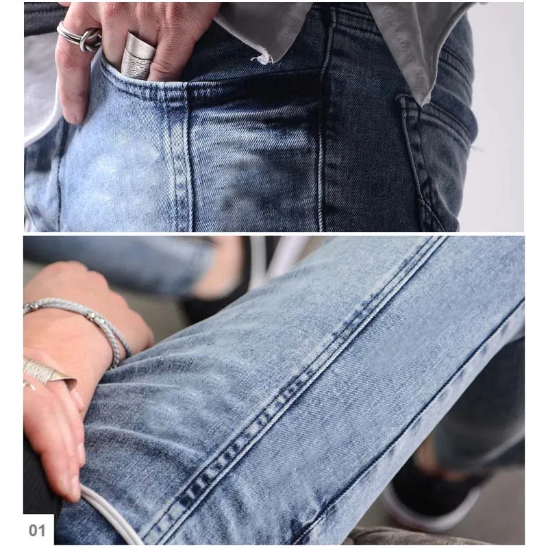 Blue Skinny Jeans High Quality Asian Streetwear Men Casual Mens Bottoms Locomotive Cargo Jeans Men Pantalones De Hombres Jeans