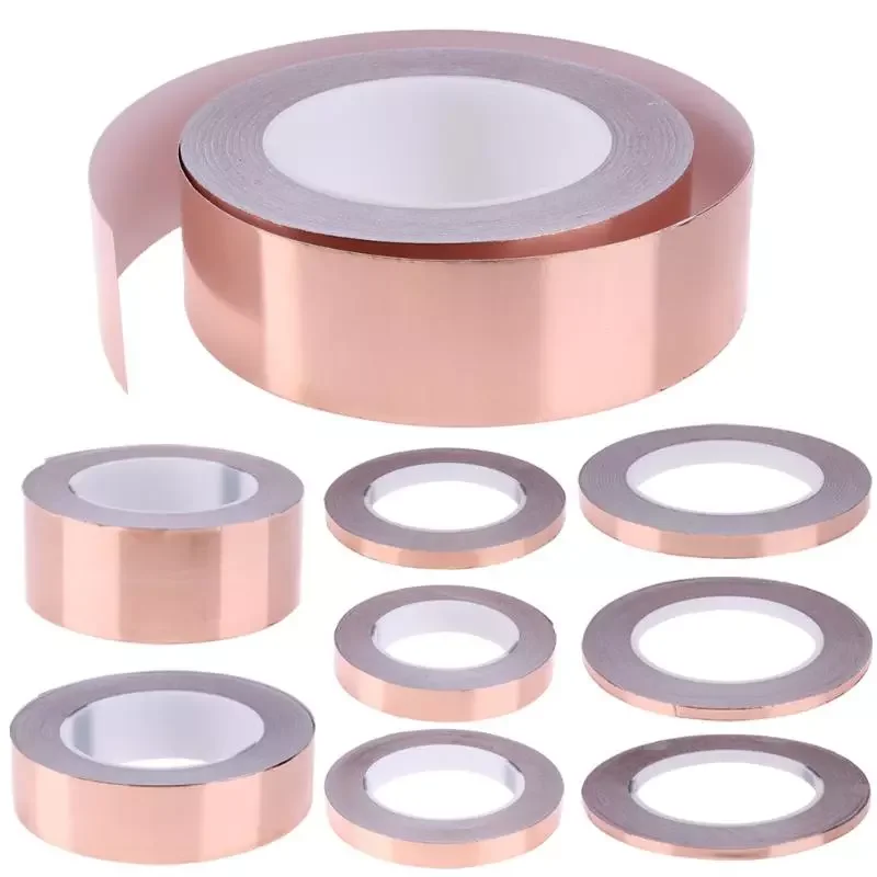 

Meters Single Side Conductive Copper Foil Tape Strip Adhesive EMI Shielding Heat Resist Copper Temperature Tapes 5/6/7/8mm