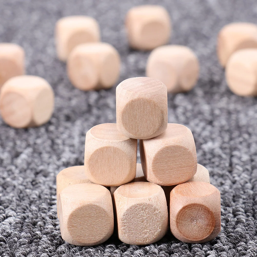 

100pcs Wooden Six-sided Blank Dices Square Blocks For Puzzle Game DIY Craft