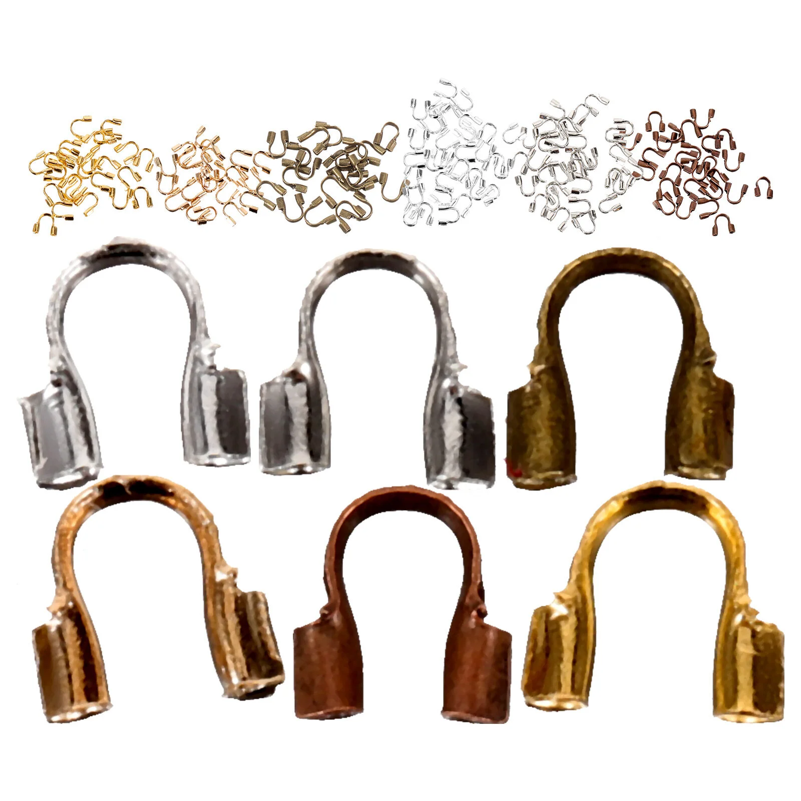 600 Pcs Safety Mask Beaded Choker Wire Guards DIY Crimp Crafts Jewelry Crimping Beads Making Earring Metal Covers Accessories