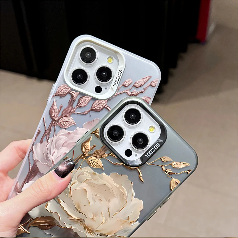Фото Матовый чехол с золотым цветком лотоса для Samsung Galaxy A55 A35 A25 A15 A05 A05S 5G A13 A23 A12 A22 A32 A52 A52S A51 A71 4G №4