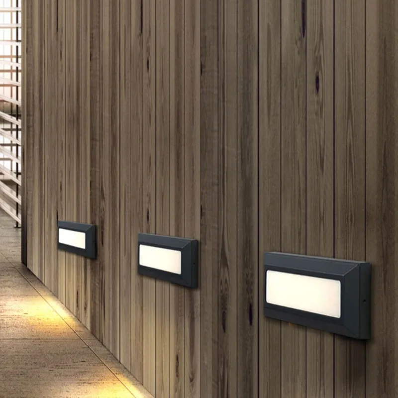 צמודי LED מדרגות אור שלב Footlight עמיד למים מנורת קיר חיצוני גן מסדרון IP65 220v 110v 6w 9w 12w פינה