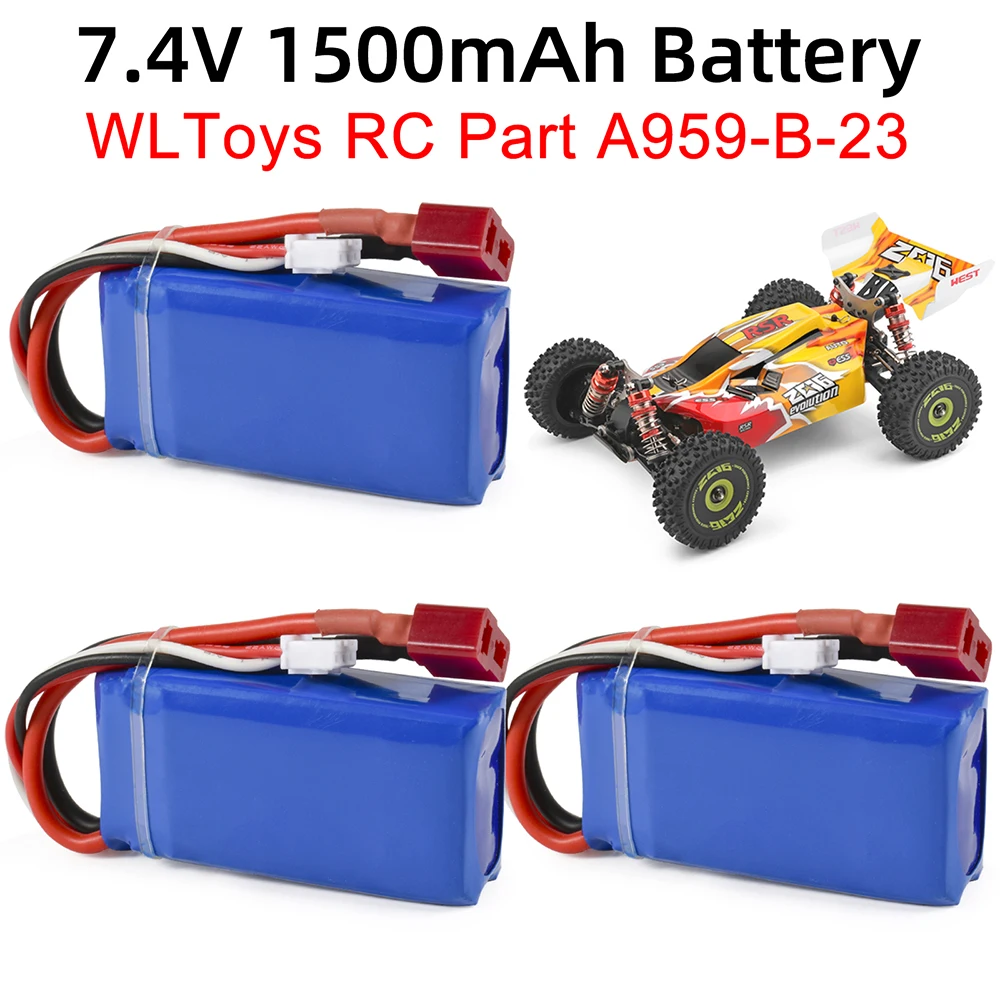 

WLtoys XK 144010 Battery 7.4V 1500mAh Rechargeable Lipo Battery for WLtoys A959-B/A969-B/A979-B/K929-B 144001 A959-B-23