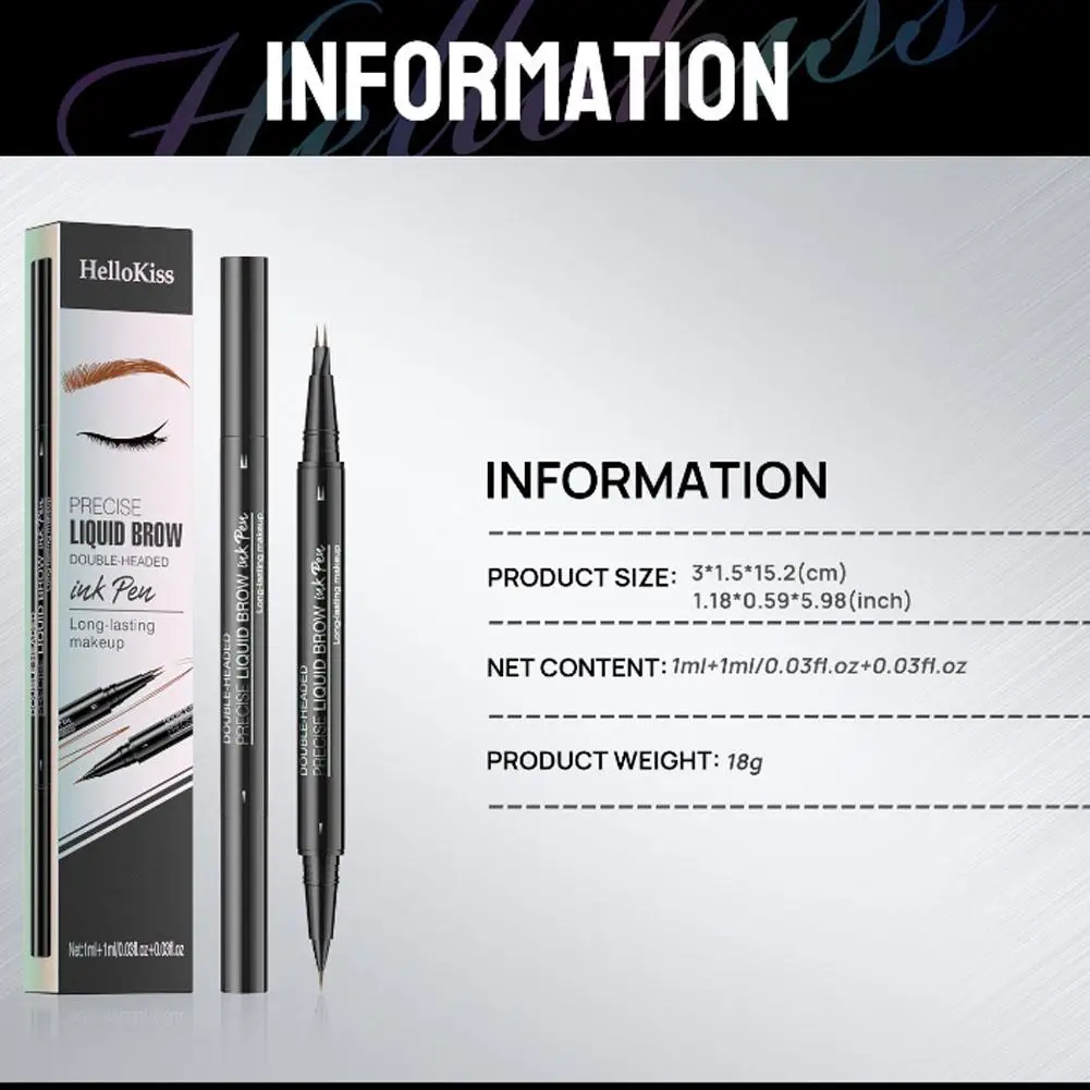 Двухсторонний карандаш для бровей Hellokiss с четырьмя зубцами водостойкий жидкий