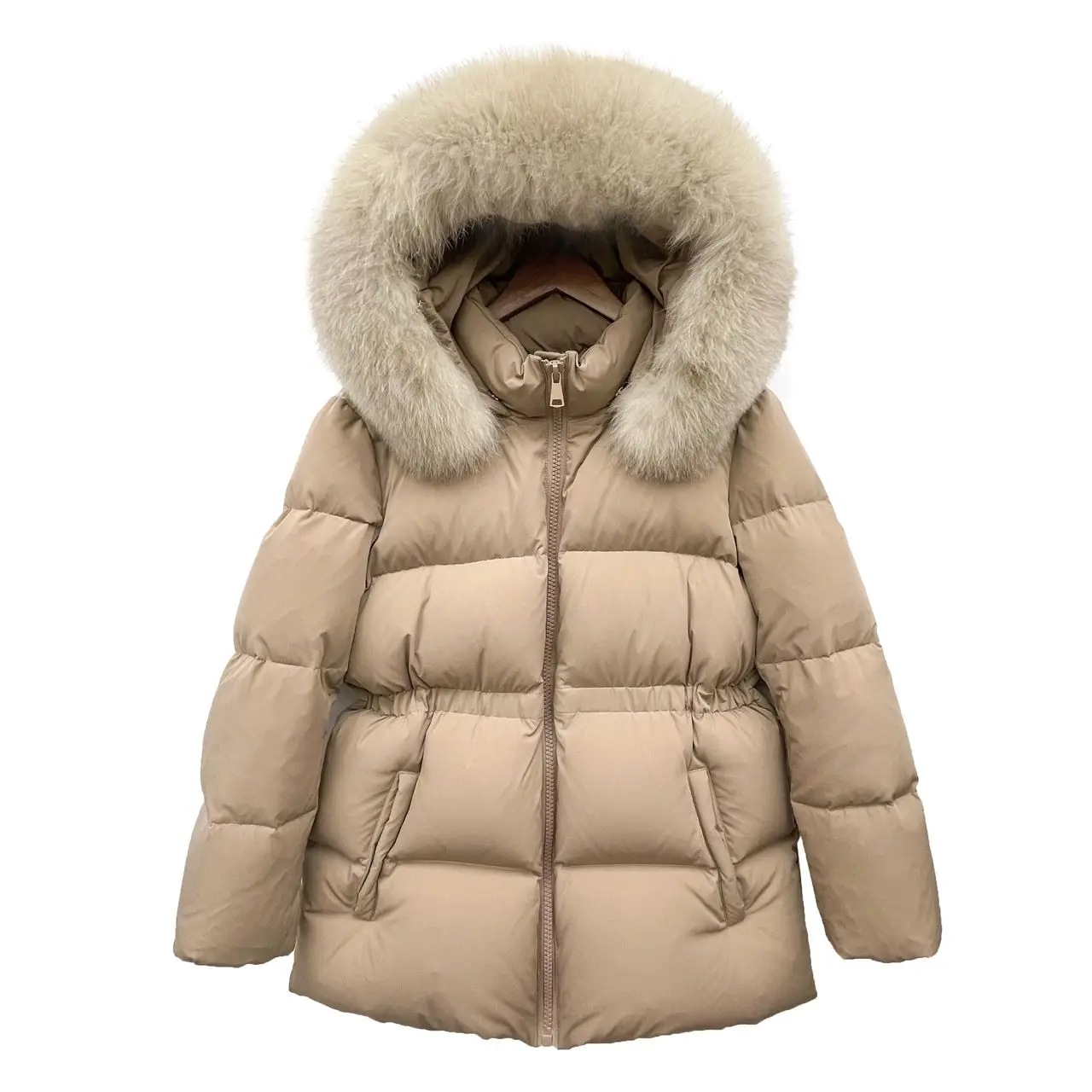 Women Liner Duck Down Jacket O-neck with Fur Collar 2022 New Female Winter Keep Warm Hooded Ultralight Quilted Puffer Coat T117