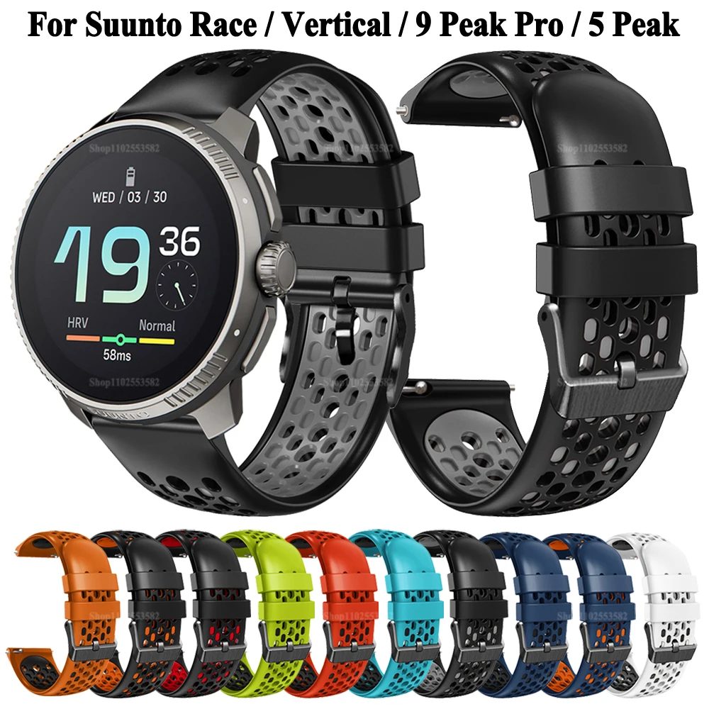 

22mm Breathable Silicone Band For Suunto RACE /Suunto Vertical Strap Bracelet Watchband For Suunto 5 9 Peak Pro Smartwatch Strap