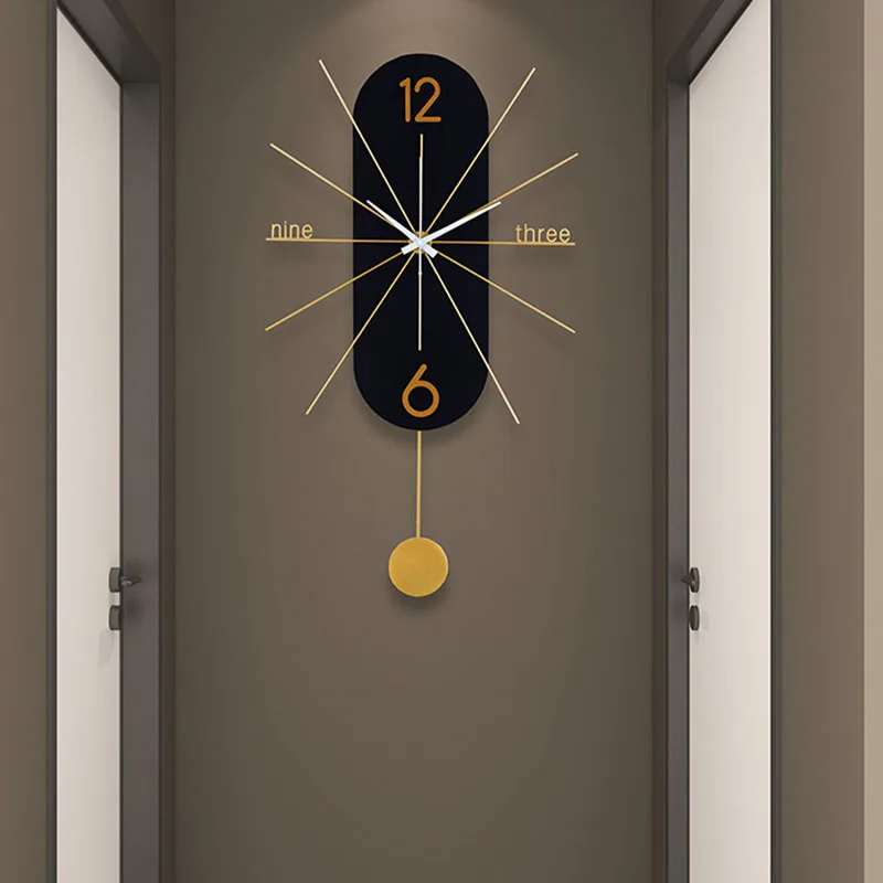 

Gold Black Big Size Clock Wall Hanging Living Room Quartz Kitchen Metal Wall Clock Unusual Modern Creative Saat Home Accessories