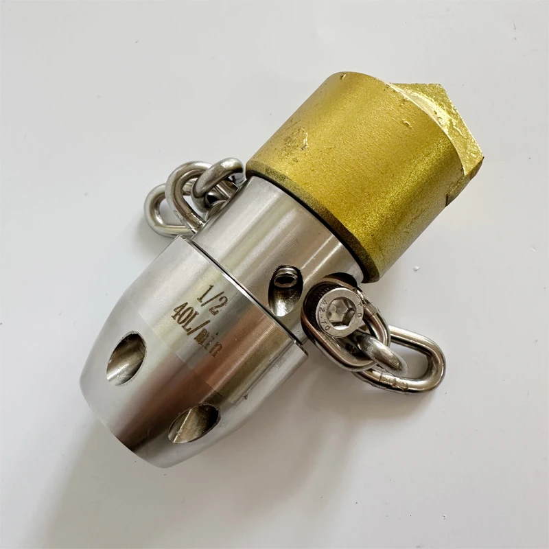 Фото G1/2 40L Прочная головка из сплава для высоконапорной прочистки канализации с алмазной цепью 360 °   Вращающаяся насадка для прочистки трубопроводов и дренажных систем №3