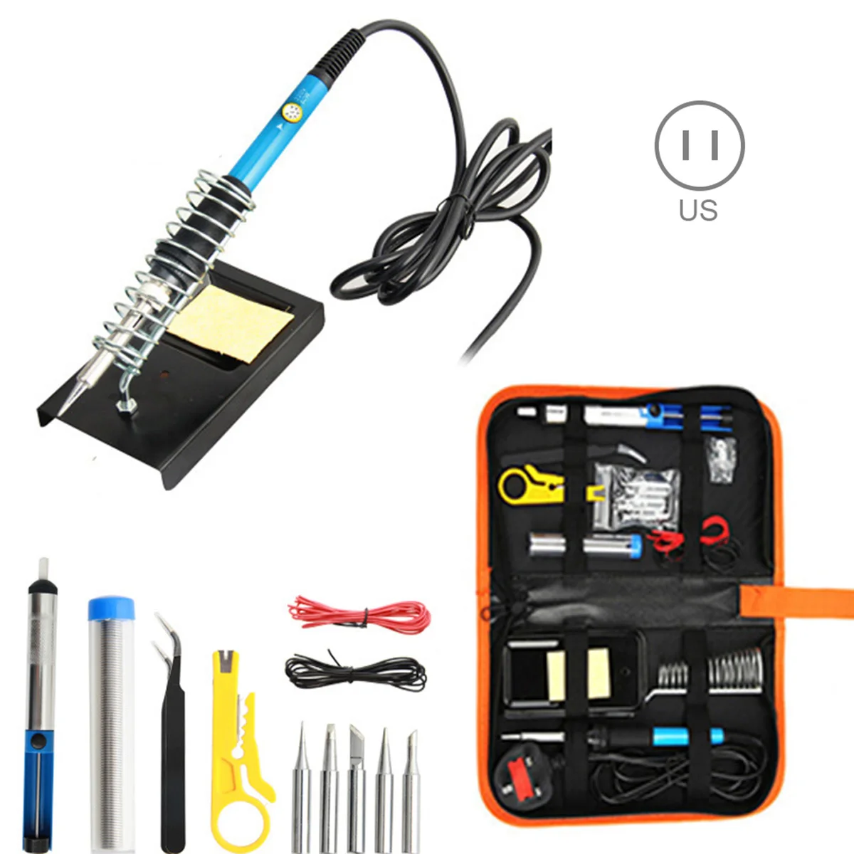 

60W Soldering Iron Kit Electronic Welding Iron Tool with Adjustable Temperature Soldering
