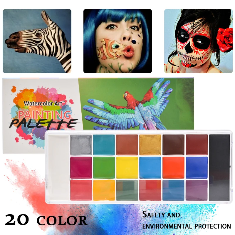 

20 Colors Face Body Painting Oil Safe Kids Flash Tattoo Painting Art Halloween Party Makeup Fancy Dress Beauty Fake Blood