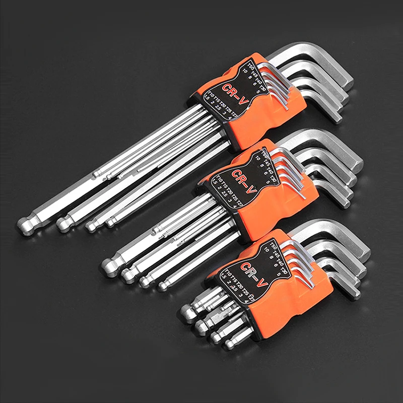 

9pcs Universal Hex Key Wrench Set Double End Allen Wrench 1.5mm-10mm Chromium Vanadium Steel Hexagon Spanner Set Hand Tools