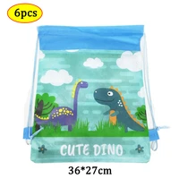 cartoon dinosaur theme birthday party gifts non woven drawstring bags kids boy favor swimming school backpacks storage bags