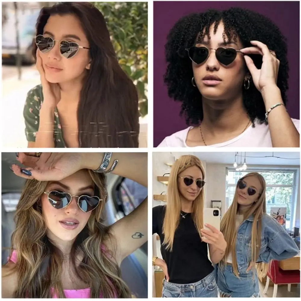 Женские Солнцезащитные Очки В Форме Сердца Металлической Оправе Винтажные 90-х