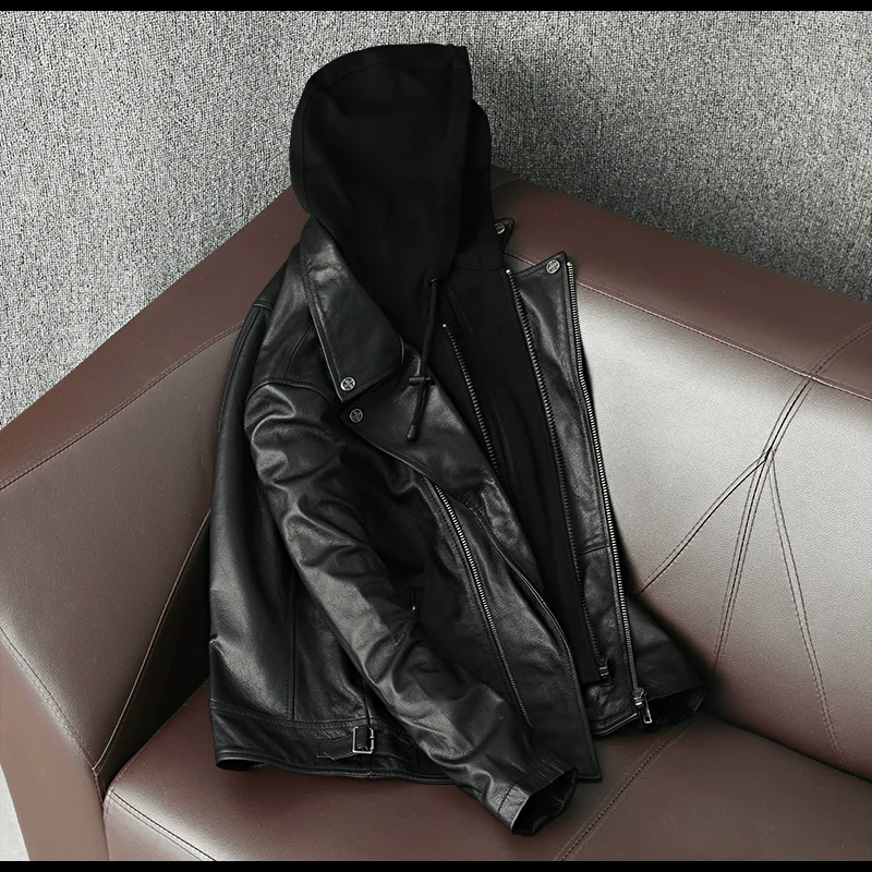 Осенняя новая куртка из 100% натуральной коровьей кожи мужская воловьей для мужчин