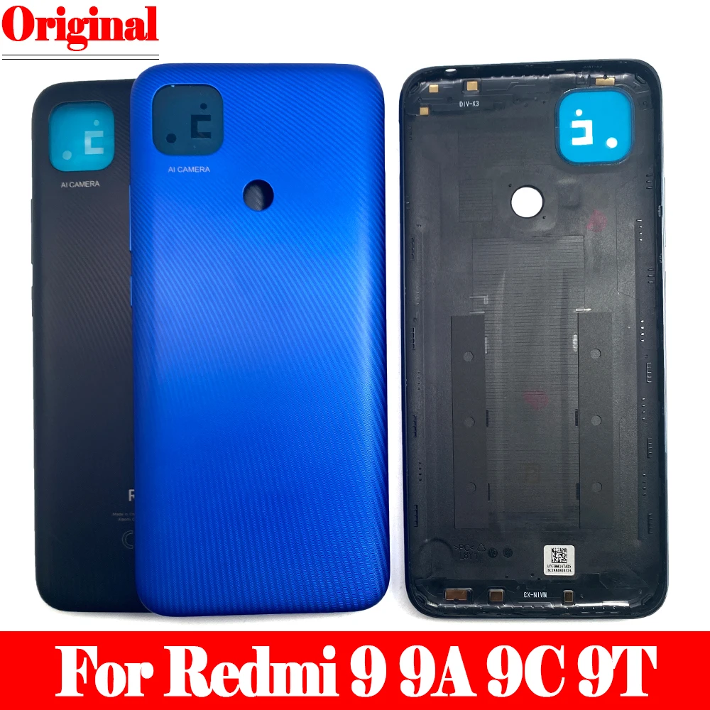 Enlarge 1Pcs New Original For Xiaomi Redmi 9 9A 9C 9T Back Cover Rear Door Housing Case Replacement Battery Cover Parts With Side Key