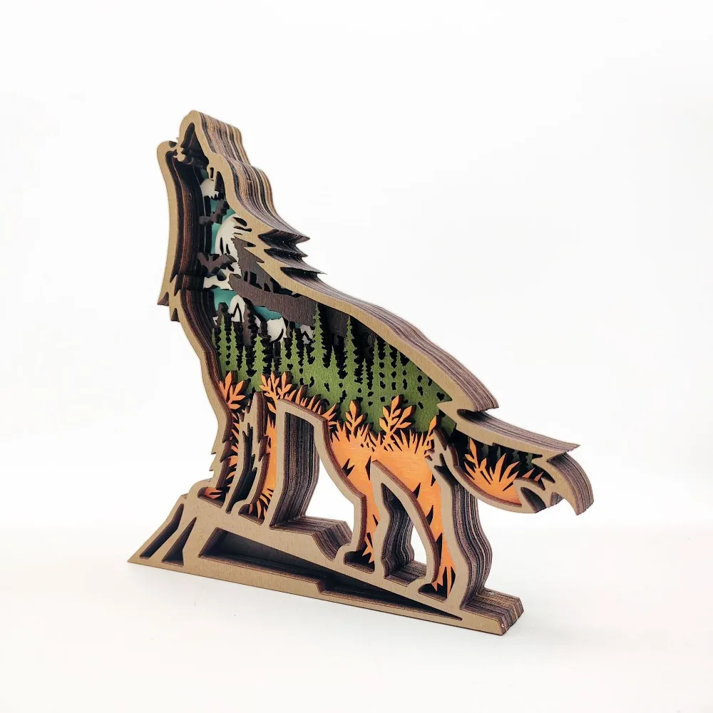 

6.1*6*1 Inch Wooden Animals Carving Creative Boxwood Home Décor Multilayer Wooden Animal Ornament Handmade Home Decor Home