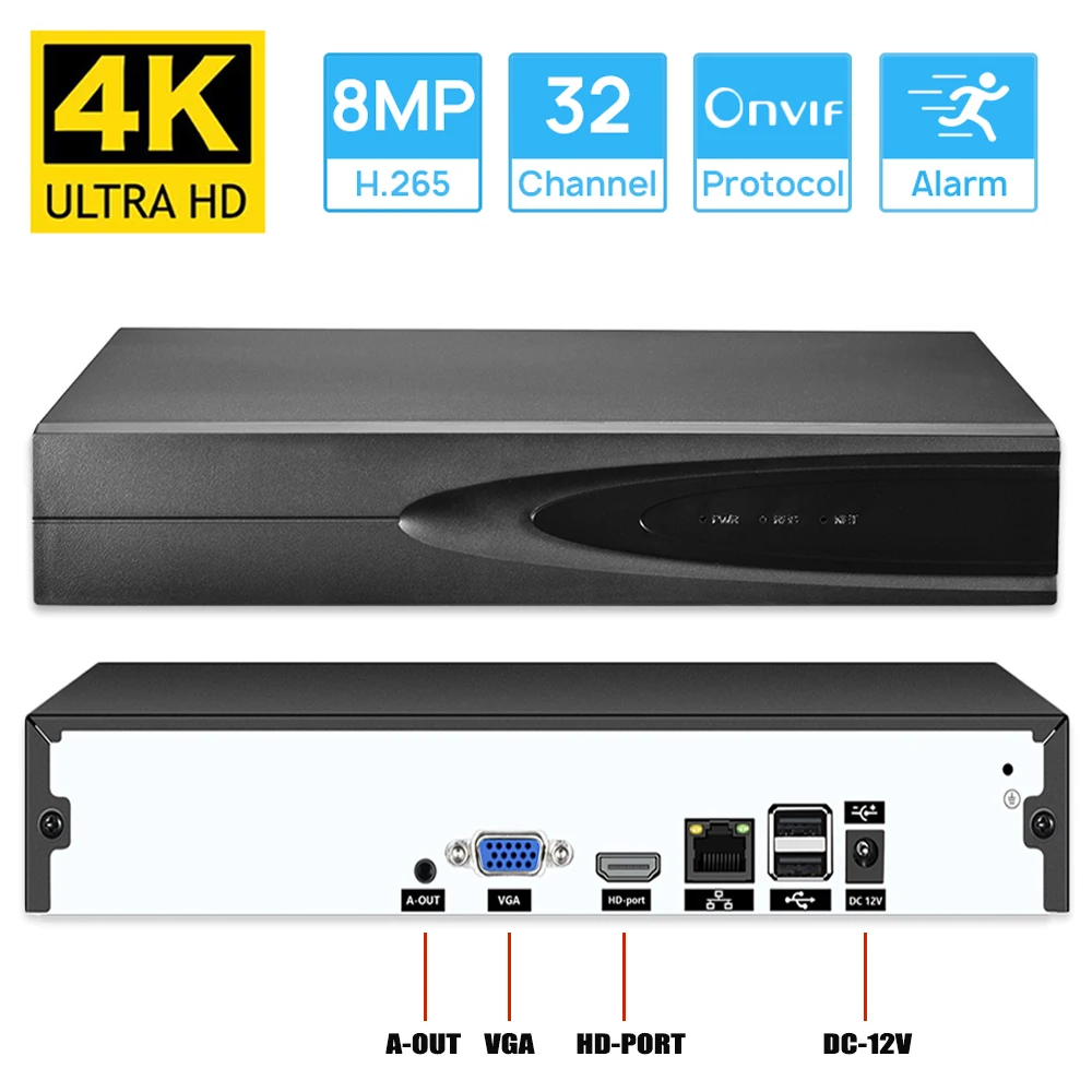 Дешево Сетевой видеорегистратор 4K 8 Мп, 32CH/16CH/9CH CCTV NVR DVR XMeye ONVIF с функцией распознавания лица, облачная P2P система домашнего видеонаблюдения
