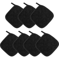 7 pieces black cotton pot holders for kitchen oven mitts machine washable and heat resistant hot pad