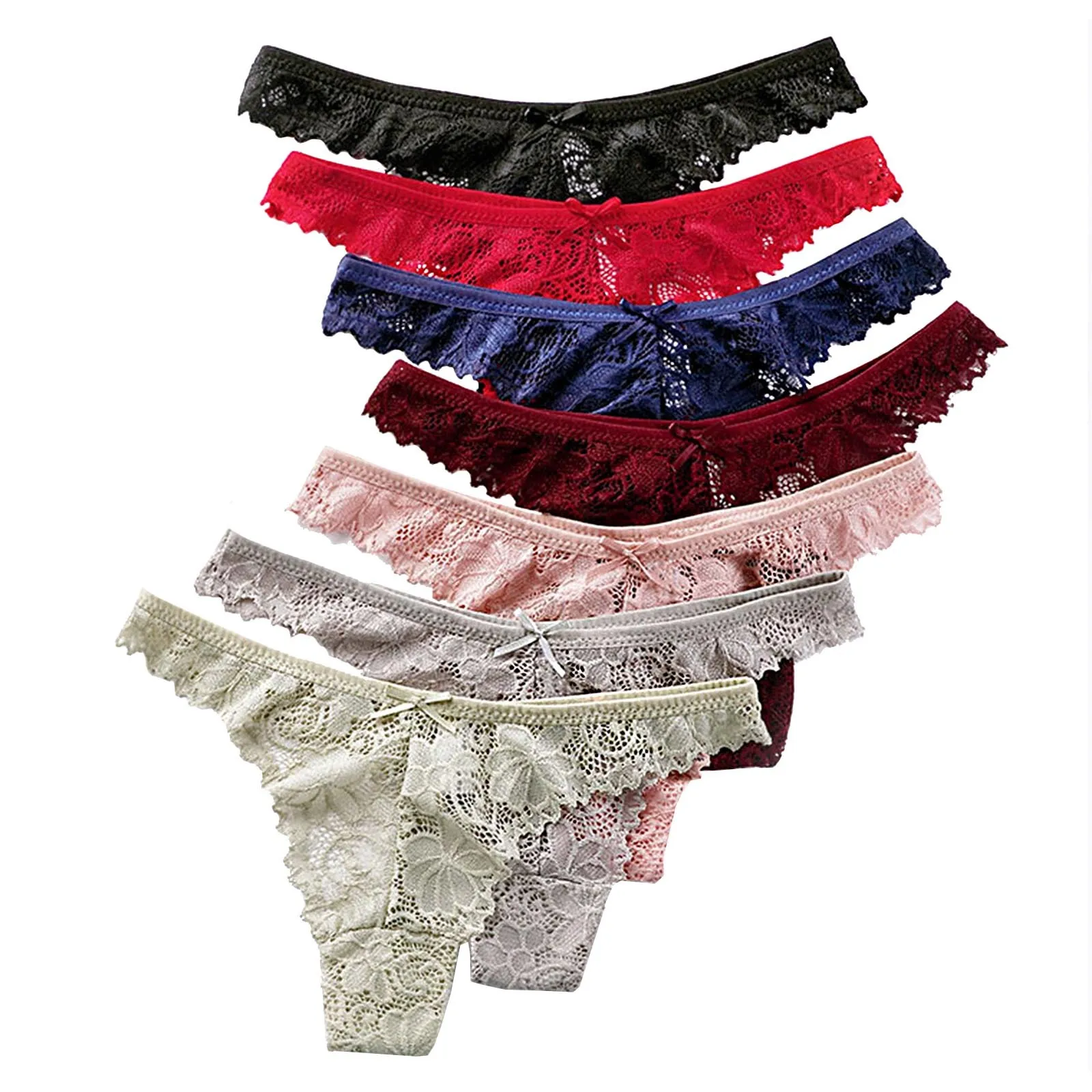 

Bowknot Sexy Thong Lace Briefs Color Low-waist Ladies Panties Solid Women's Panties Women's lingerie panties