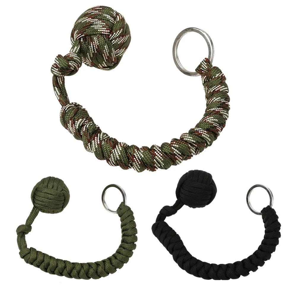 

Outdoor Security Protection Steel Ball Bearing Woven Climbing Lanyard Survival Key Chain Broken Windows Lanyard Keyring
