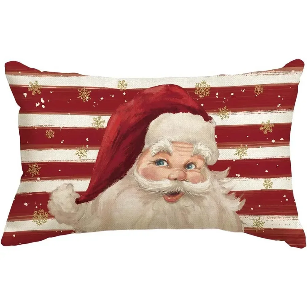 Рождественский простой льняной чехол для подушки домашний диван декор спальни с