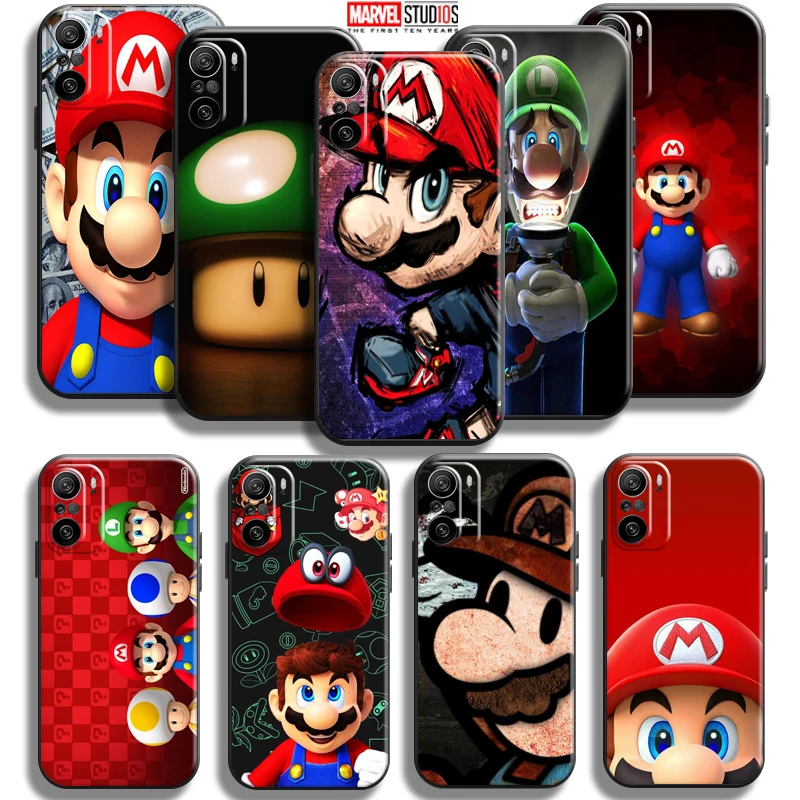 

Cartoon Super Mario Bros For Xiaomi Redmi K40 Pro Gaming Phone Case Black Silicone Cover Carcasa Liquid Silicon Soft Funda