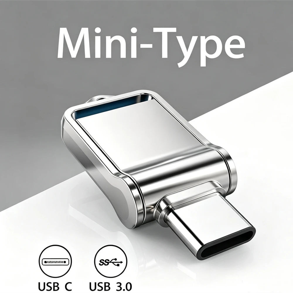 Фото Мини-флеш-накопитель OTG USB 3.0 Type-C на 512 ГБ для iPhone, iPad, Samsung, Android, ноутбуков и телефонов (также доступны версии на 32 ГБ, 128 ГБ, 256 ГБ) №2