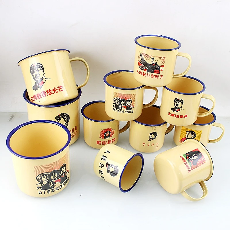 

Yellow vintage enamel enamel mug/beer mug/tea mug/milk mug/coffee mug. With lid. 10.