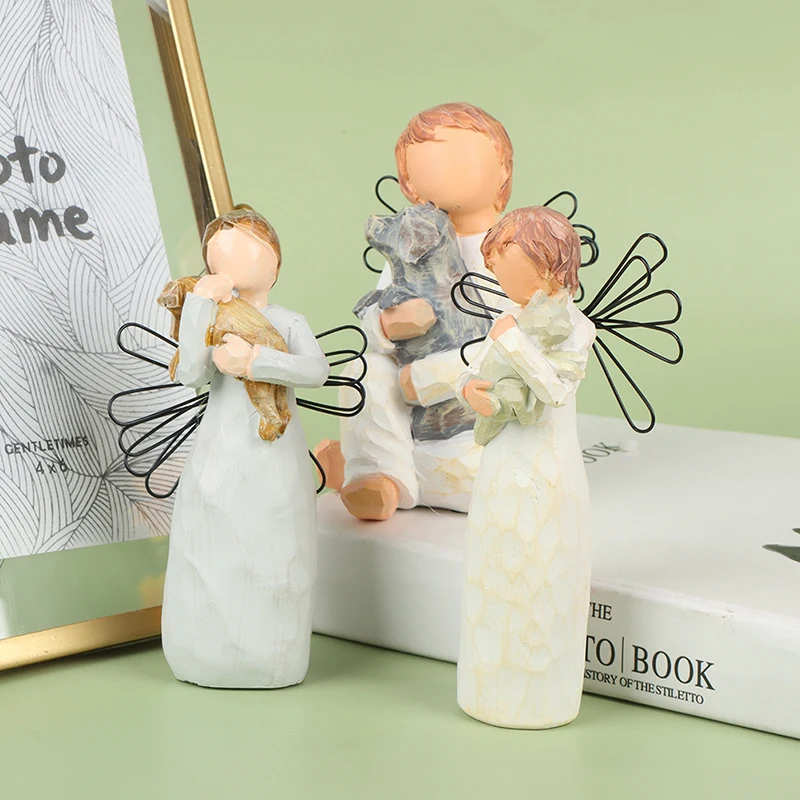 

1 шт., статуэтка ангела для обнимания собаки