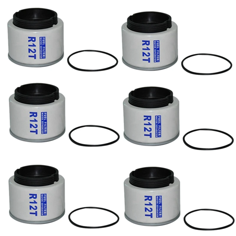 

6 Pcs R12T Fuel/ Water Separator Filter elements for Racor 140R 120AT S3240 NPT ZG1/4-19 Automotive Parts