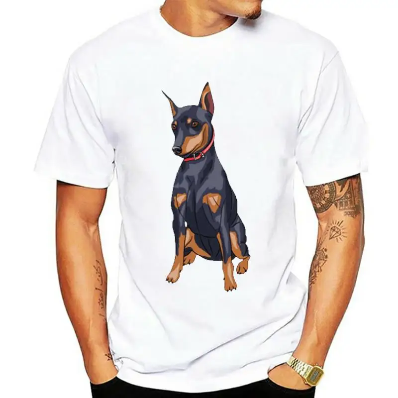 

Миниатюрная модная футболка Pinscher с изображением пород собаки, мужская летняя хлопковая футболка, мужская рубашка с коротким рукавом, Футбо...