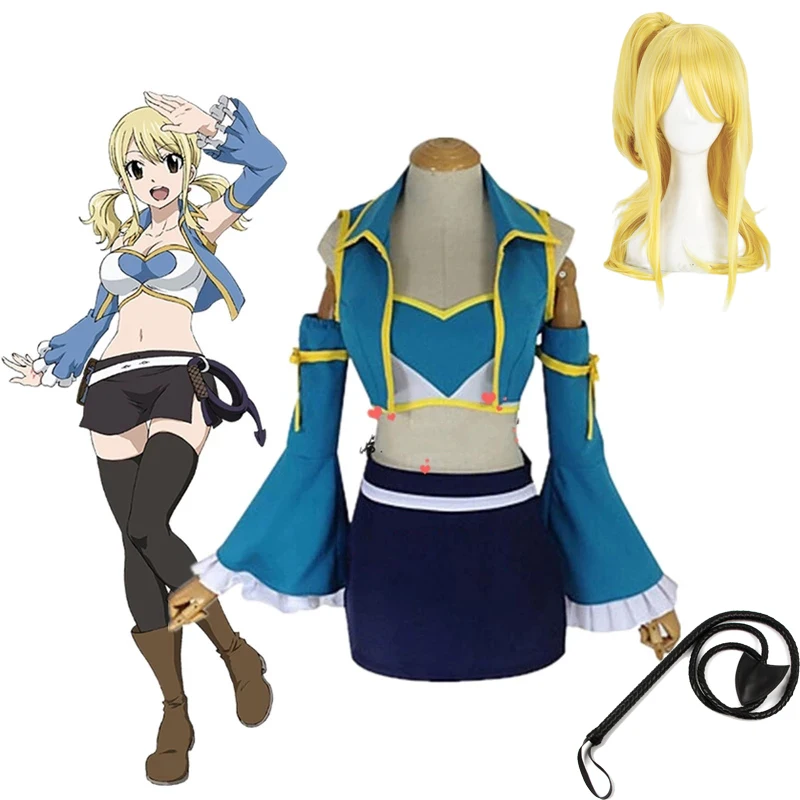 

Lucy Heartfilia Fairy Tail 7 Years Later Lolita Cosplay Costume Girls Sailor School Uniform Skirt Outfit Halloween Party Dress