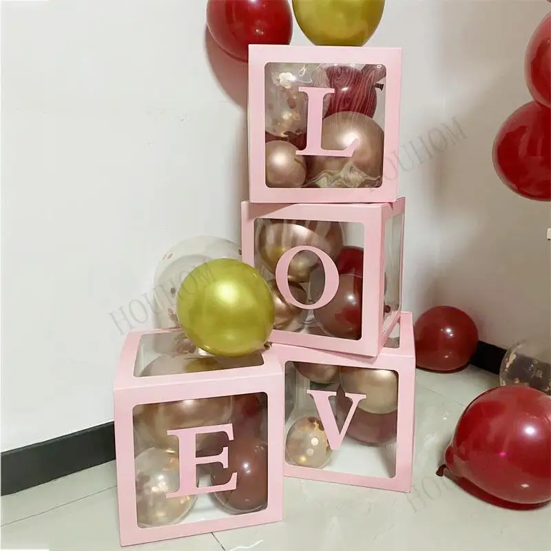 

Customize Letter Transparent Name Baby Shower Balloon Box Kids Boy Girl Baby Shower 1st Birthday Party Decoration Wedding Decor