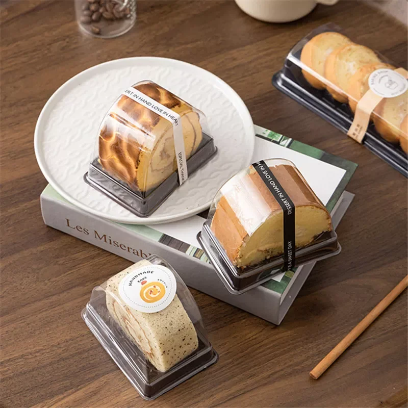

2023 LBSISI Life 50pcs Transparent Disposable Cake Roll Boxes For Handmade Sushi Swiss Roll Pastry Packaging Party Baking Food D