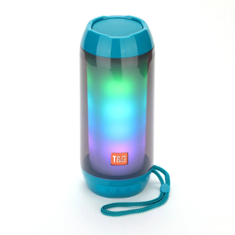 

Portable RGB LED Light Subwoofer Wireless Smart Speaker Waterproof Sound Box with Fm Radio Colorful Flashing TF Card USB Slot