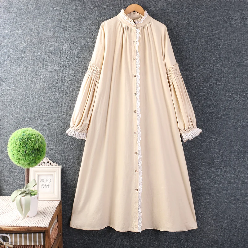 

Весеннее Новое милое однобортное платье с воротником-стойкой, женское Повседневное платье с длинным рукавом DD8110