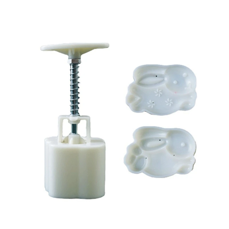 

Plastic Material Mooncake Mold Cute Rabbit Shape Stamps Moon Cake Moulds for Mid-Autumn Festival DIY Baking Mooncake Use