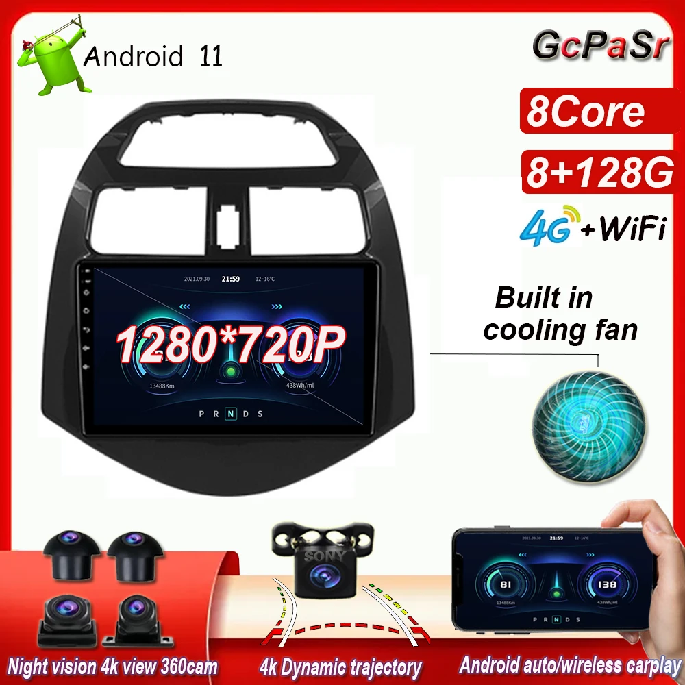 Android auto 11 для Chevrolet Spark M300 2010-2014 автомобильное радио мультимедийная магнитола