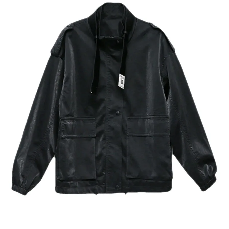 Leather Coat Women's Short Style 2022 Spring  Autumn Style Loose Casual Short Jacket Casual Girl Short Leather Jackets for Girl